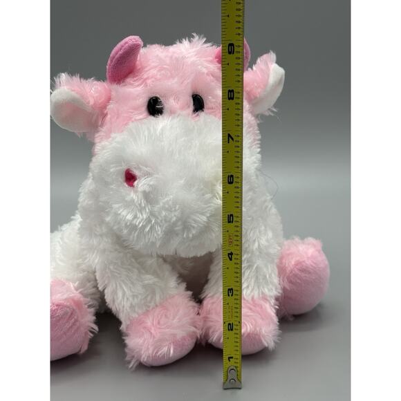 Evergreen Enterprises Pink White Cow Plush W/ Horns Stuffed Animal - Picture 2 of 11